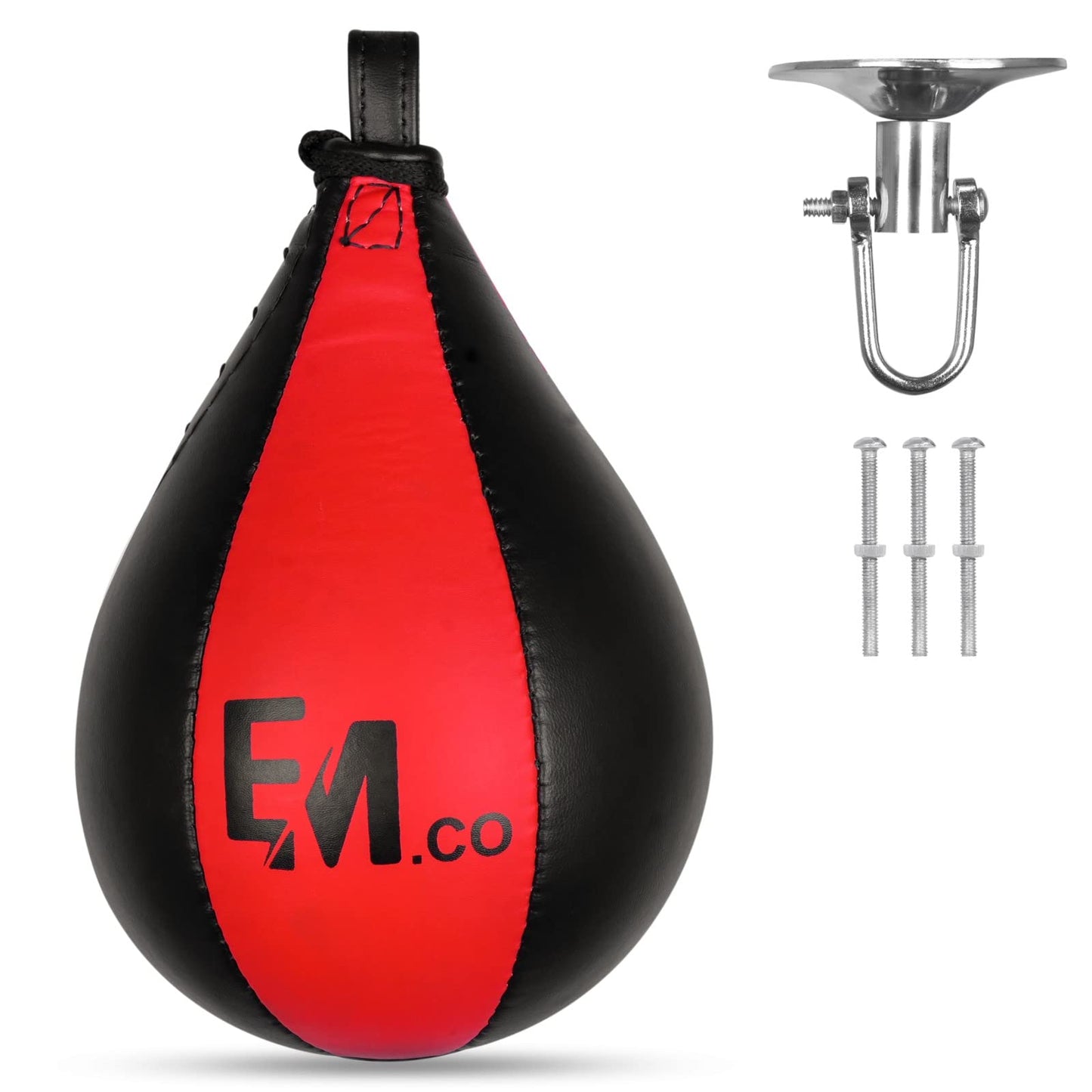 Boxing Speed Bag - Speed Punching Bag with Heavy Duty Swivel, Durable Leather Boxing Bags Ideal for Reflex Training, Speed Ball with Hanger for Fitness and MMA,Boxing Equipment for Kids Adults