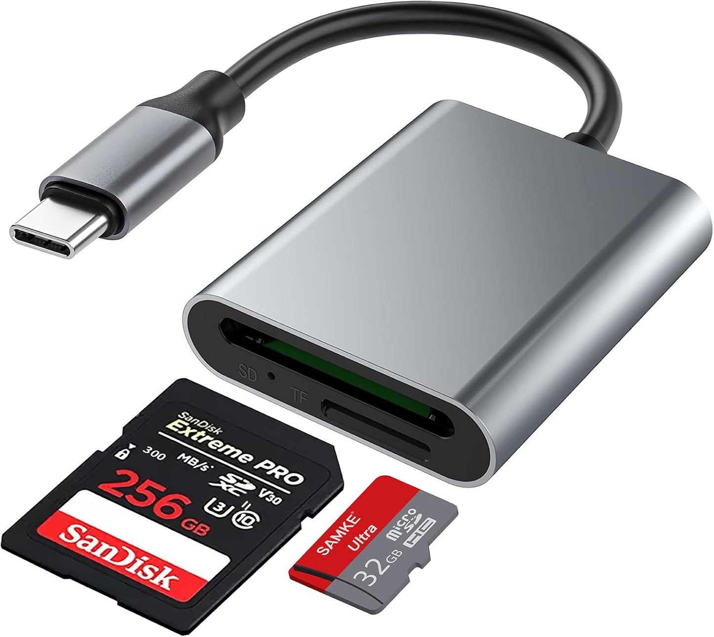 SAMKE 2-in-1 SD/SDHC/SDXC/MMC/Card, 3.0 15, USB C SD TF Card Reader, Micro SD Memory Card Reader for TF SD/Micro USB SD