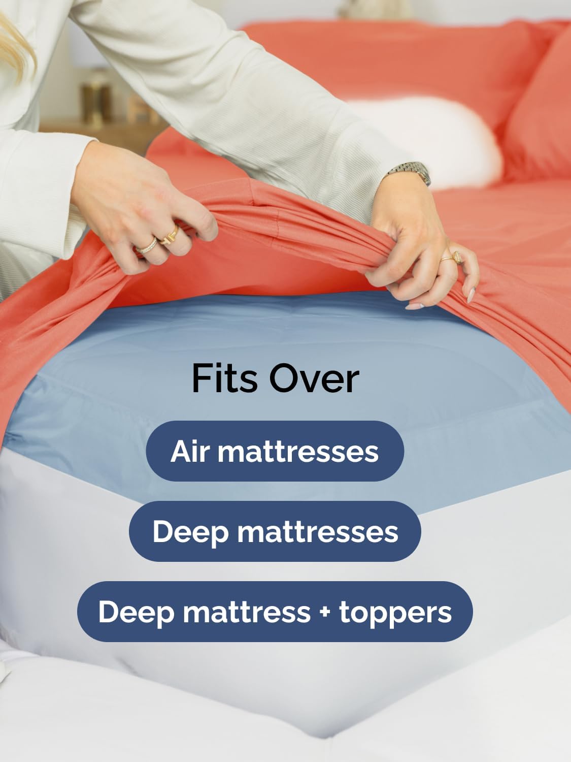 Skiennix Extra Deep Twin Sheet Set - 4 Piece Breathable Cooling Sheets - Luxury Coral Bedding for All Ages