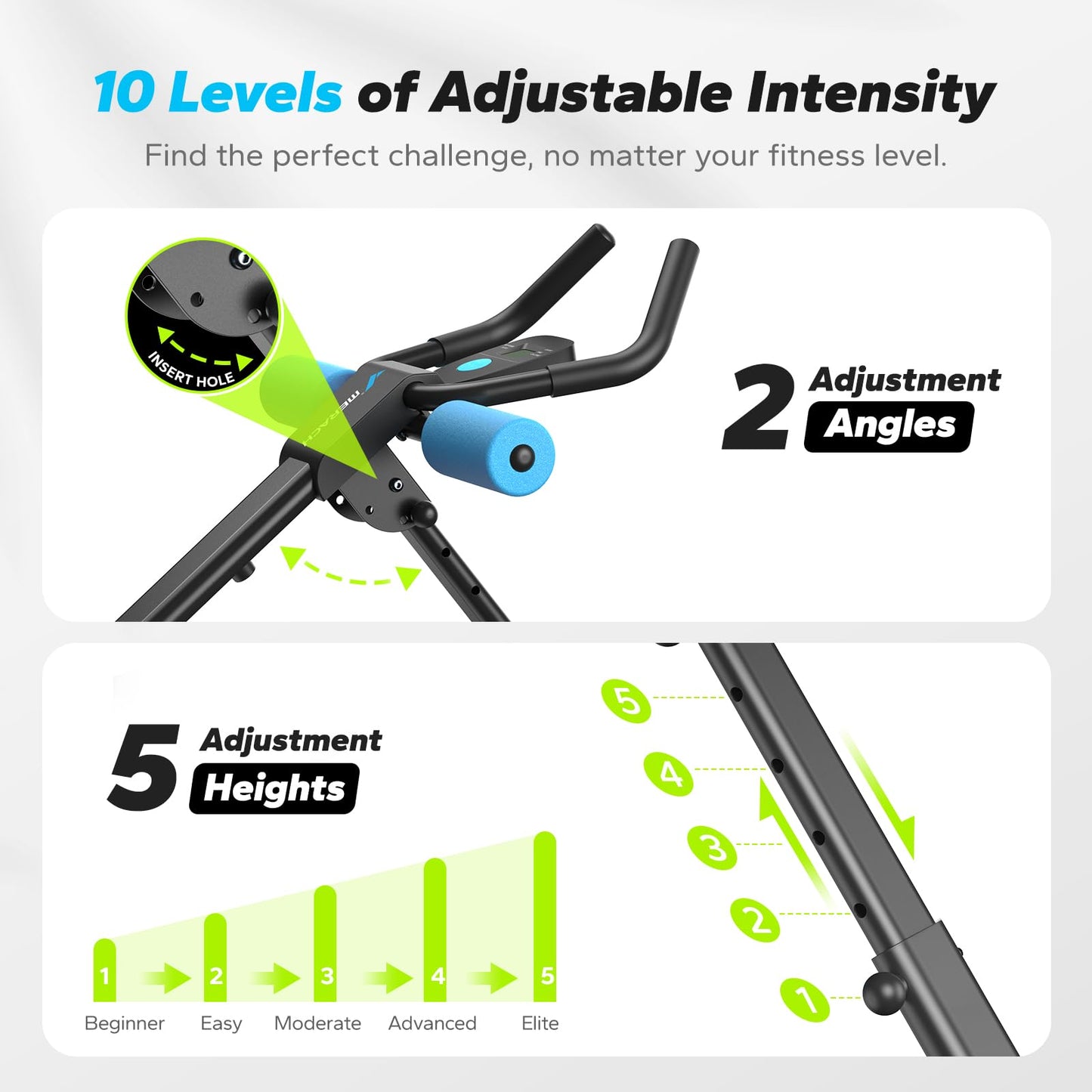 MERACH Ab Machine, Ab Workout Equipment, Adjustable Ab Trainer Machine for Abs Workout at Home Gym, Foldable, Knee Protection, Abdominal Trainer for Stomach Workout (Blue)