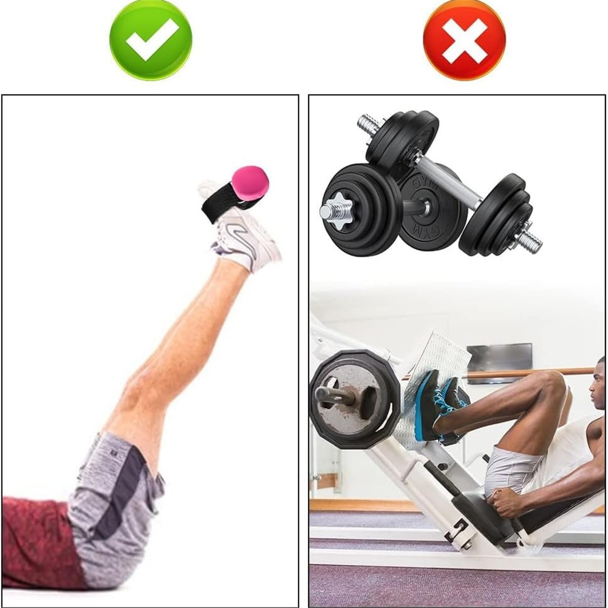 Dumbbell Foot Attachment, 2 Pcs Tibialis Trainer Strap Leg Lifting Weight Holder, Adjustable Ankle Weights Ankle Straps for Weight Lifting, Leg Workouts, Hip Flexors, Shin Splint, Hamstring Curls