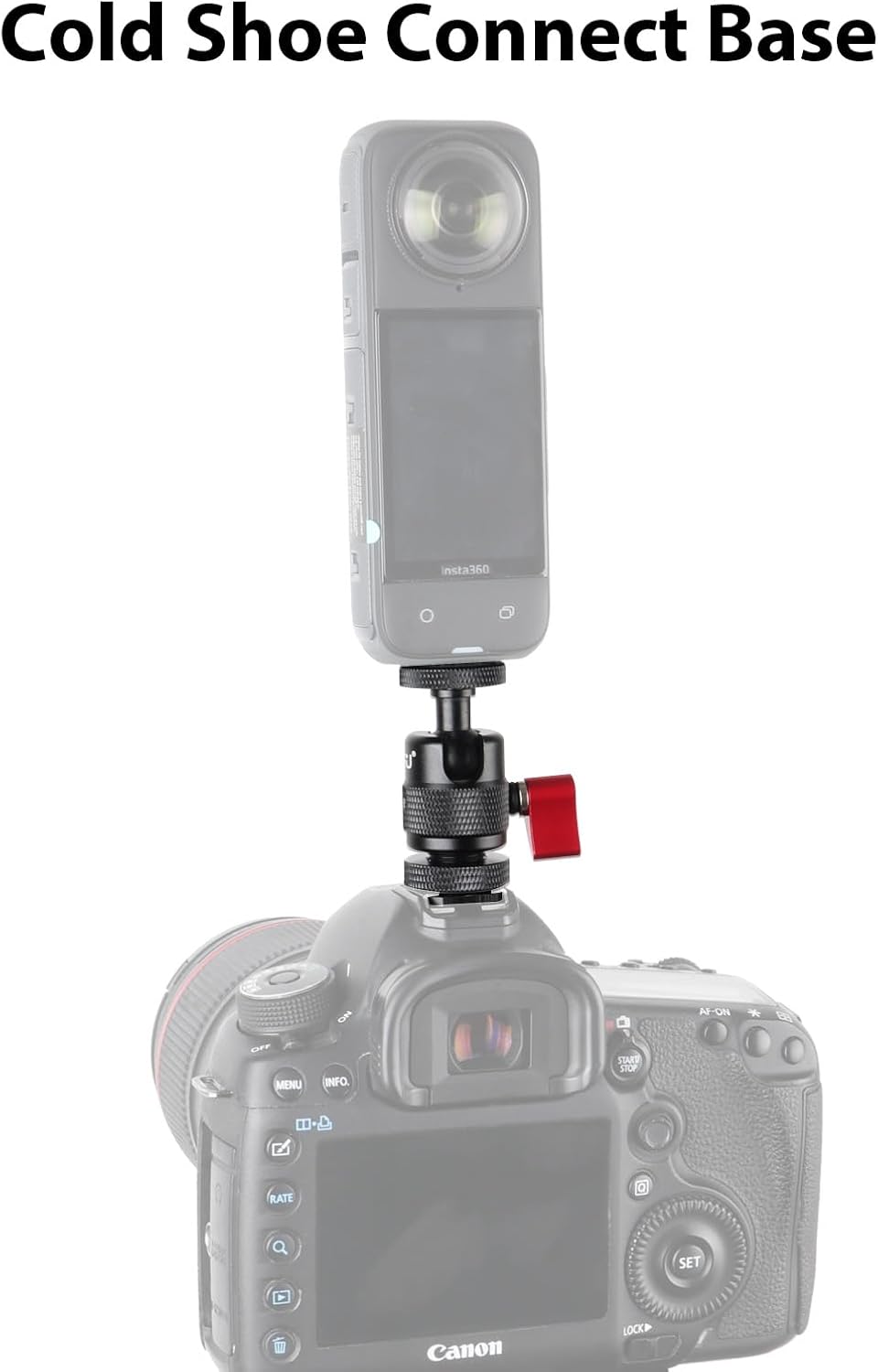 1/4-20 360 Insta360 X4/X3/X2/X/RS/R/GoPro/Sony/DSLR HSU Cold Shoe Mount Adapter, Aluminum Screw Hole Rotation Camera