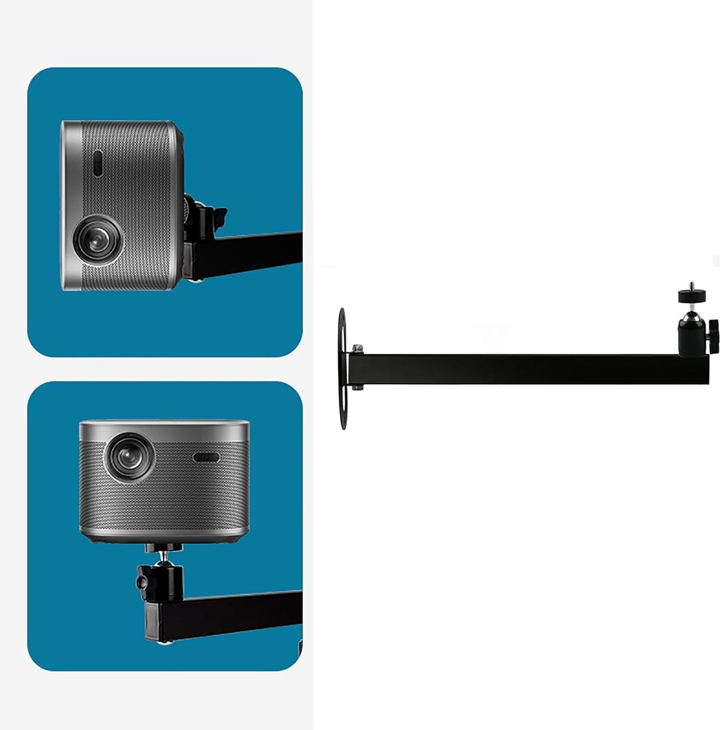 FINXRoll 1/4" 8.46in Foldable Universal Projector & CCTV Camera Wall/Ceiling Mount Bracket (Black) - Screw, Adjustable