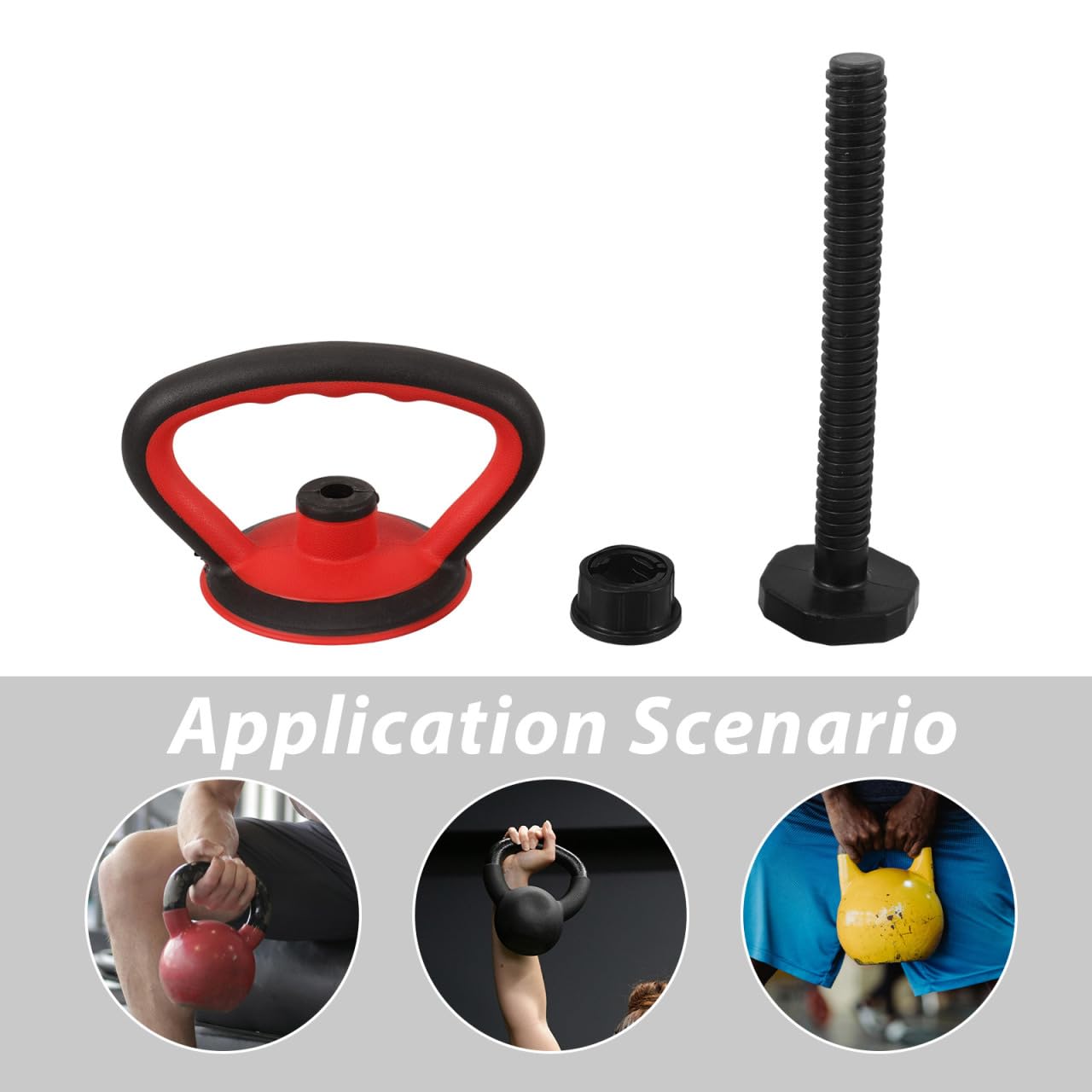 Toddmomy Adjustable Kettlebell Handle Kit with Anti Slip Grip and Base Nut Converter for Home Gym Fitness Accessories Durable Kettlebell Attachment for Strength Training and Weightlifting