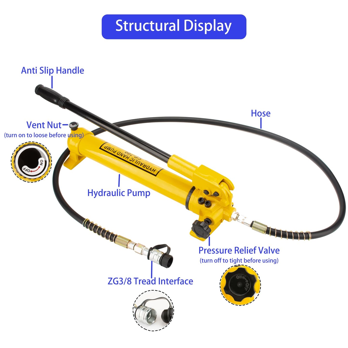 SLIYXTWIO CP-700 Hydraulic Hand Power Pump - Portable with 10000psi Max Pressure Output, Compatible with Jack, Cutter, Puncher and Other Hydraulic Tools