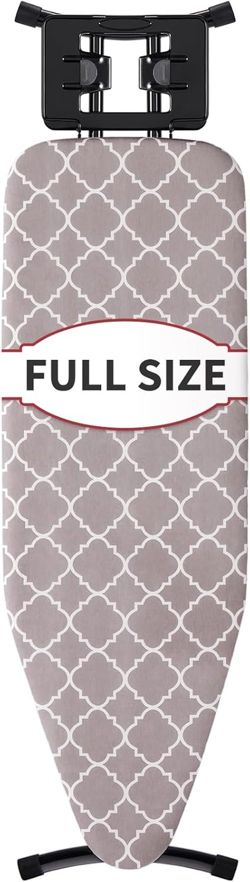 Full Size Ironing Board - 57â L x 15â W | Sturdy & Adjustable with Heat Resistant Cover - Black Gray