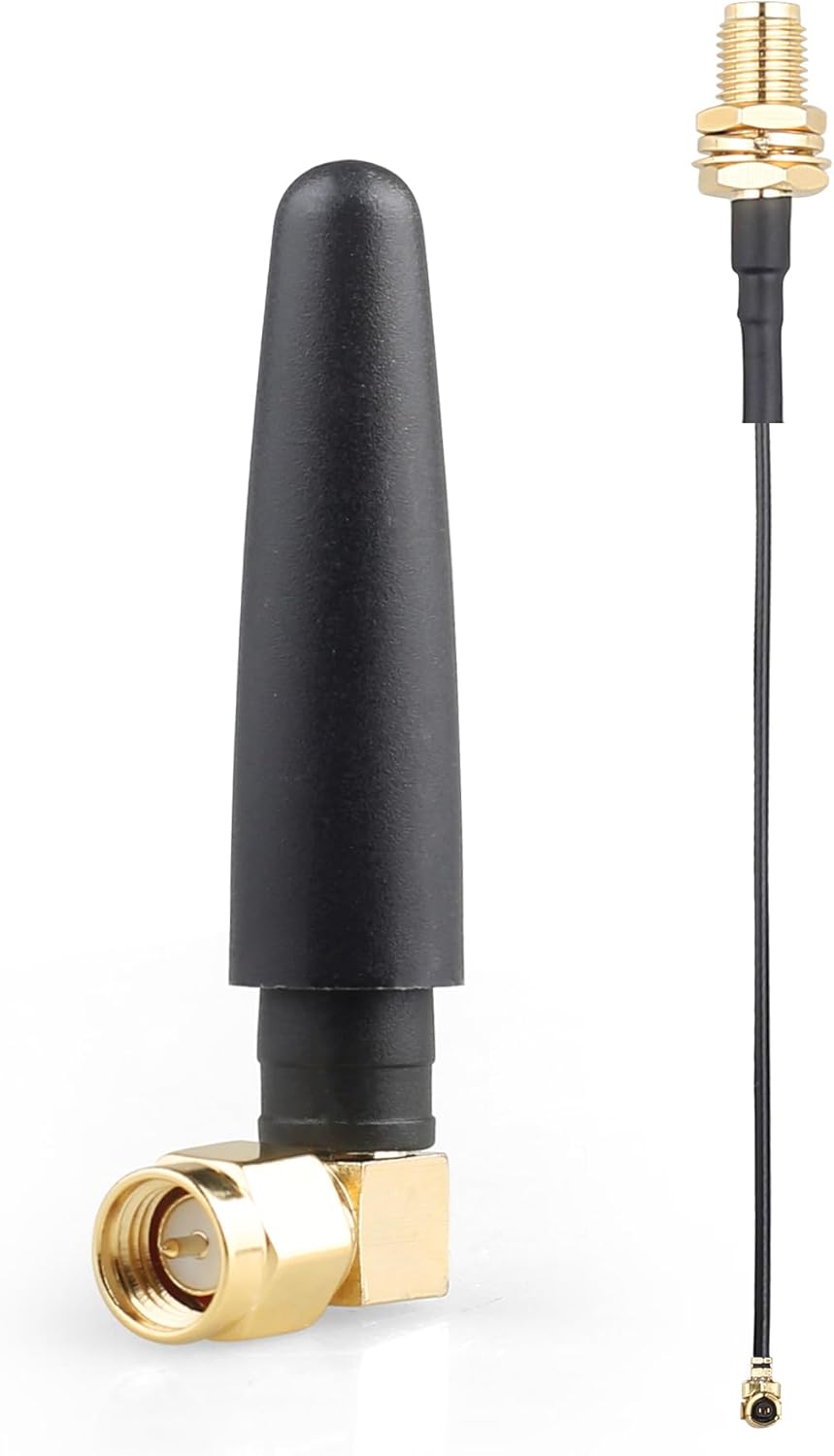 DAMGOO 2.4GHz 2dBi RF1.13 30cm Bluetooth WiFi Antenna SMA Male (Pin) with U.FL to SMA Female Pigtail Cable