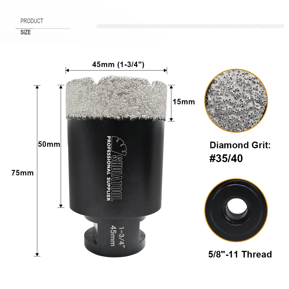 SHDIATOOL Diamond Core Drilling Bits Set for Porcelain Hole Saw Cutter for Tile Marble Ceramic Granite Kit