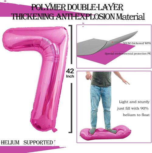 GOER Jumbo 27 Balloon - 42 Inch Hot Pink Foil Helium for 27th Birthday Party Decorations