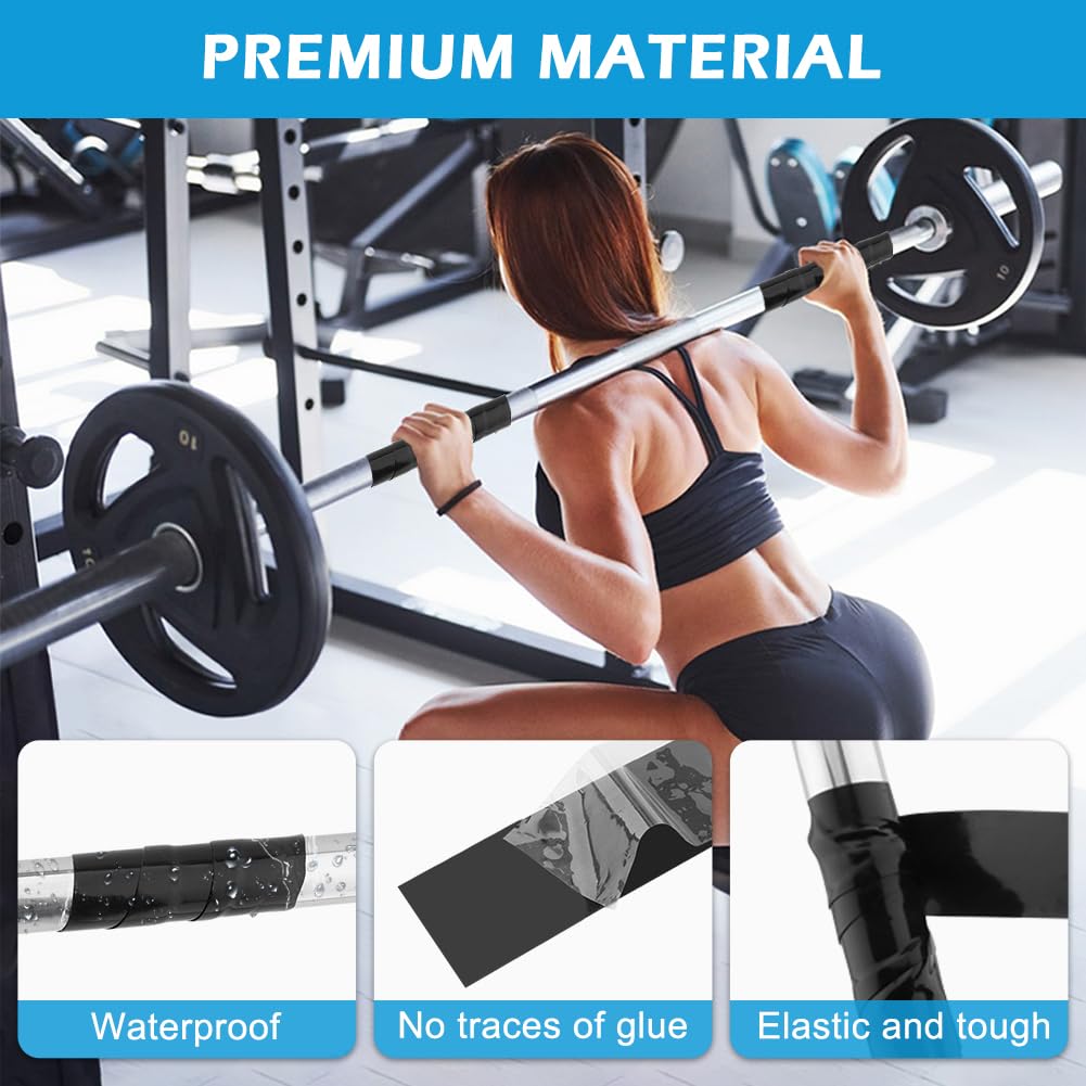 Arivlune Grip Tape - 16.4FT Self Fusing Silicone Tape, Rubber Grip Wrap for Pull Up Bars, Barbells, Dumbbells, Gym Equipment, Bike Handles(Color:Black)