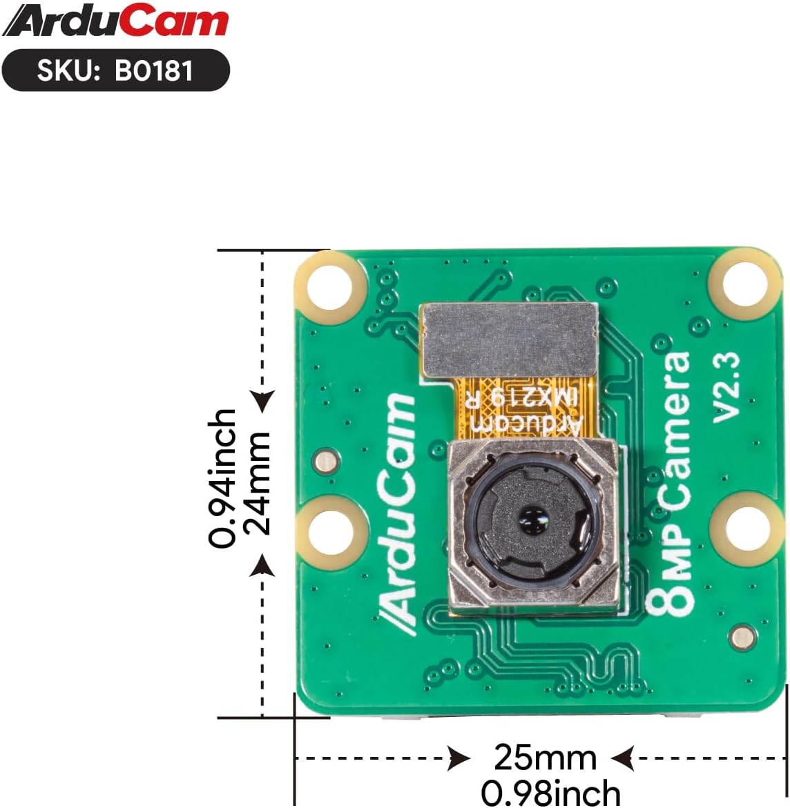 Arducam 8MP IMX219 Module,77.6 FOV,3280 2464 Auto Focus Camera Degree x px Resolution Compatible with NVIDIA Jetson