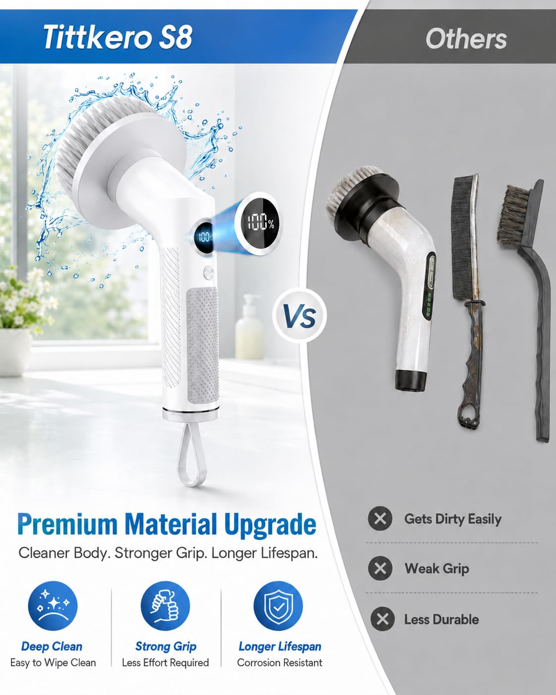 Electric Spin Scrubber, 2026 Electric Scrubber for Cleaning 4000mAh 2 Speed Shower Scrubber with Adjustable Handle IPX7 Waterproof Long Runtime Scrub Brush with 5 Heads for Bathroom Kitchen Tub