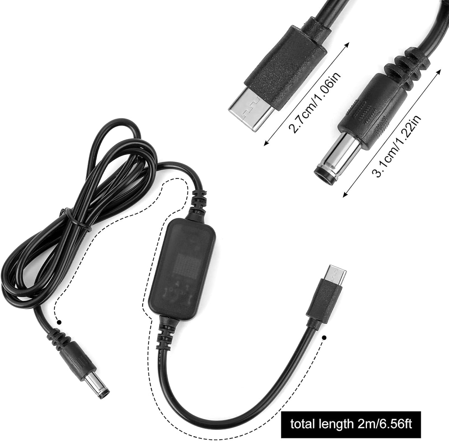 BOXOB DC5521 Baby Car Camera USB Powered Adapter, Durable Copper Baby Car Camera Monitor to USB C Tape- C Cable Cord