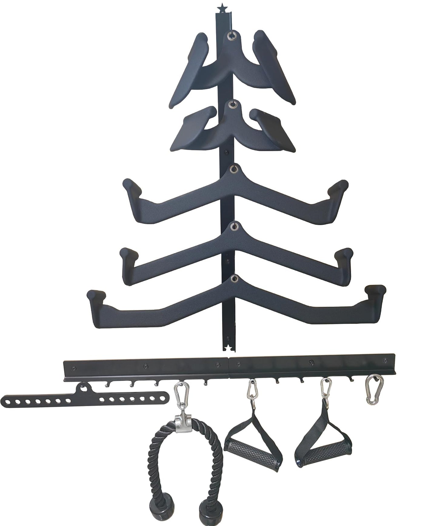 LJYMYSAK LAT Pull Down Bar Storage Rack Gym Storage Wall Organizer for Lat Pulldown Attachments, Cable Attachments Rack for Gym Accessories, Workout Equipment Storage