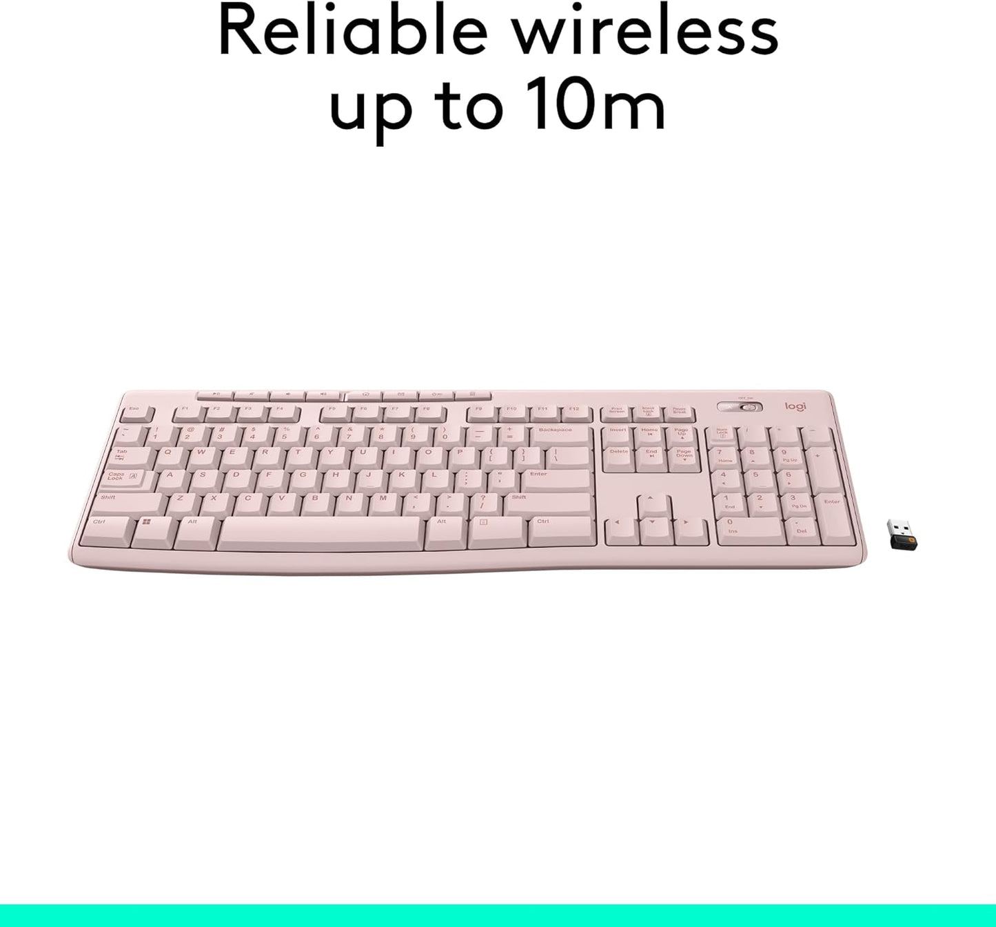 Logitech K270 2.4 8 2-Year Wireless Keyboard for Windows, GHz Wireless, Full-Size, Number Pad, Multimedia Keys, Battery