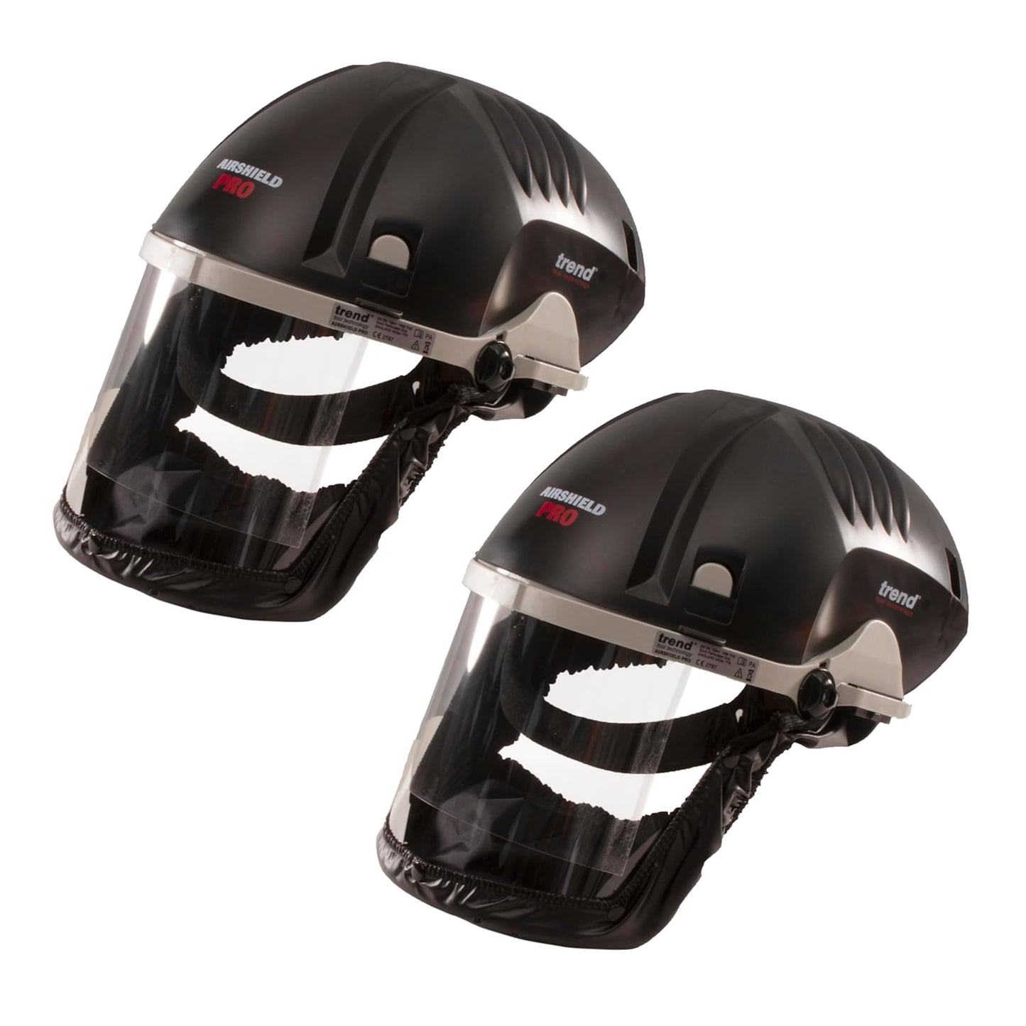 TREND Airshield Pro Twin Pack Respirator Bundle, Powered Air Circulating Dust Protection for Two Woodworkers, Full Face Shield Design with Rechargeable Batteries, AIR/PRO/D7
