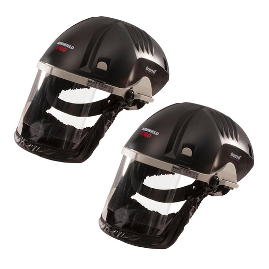 TREND Airshield Pro Twin Pack Respirator Bundle, Powered Air Circulating Dust Protection for Two Woodworkers, Full Face Shield Design with Rechargeable Batteries, AIR/PRO/D7