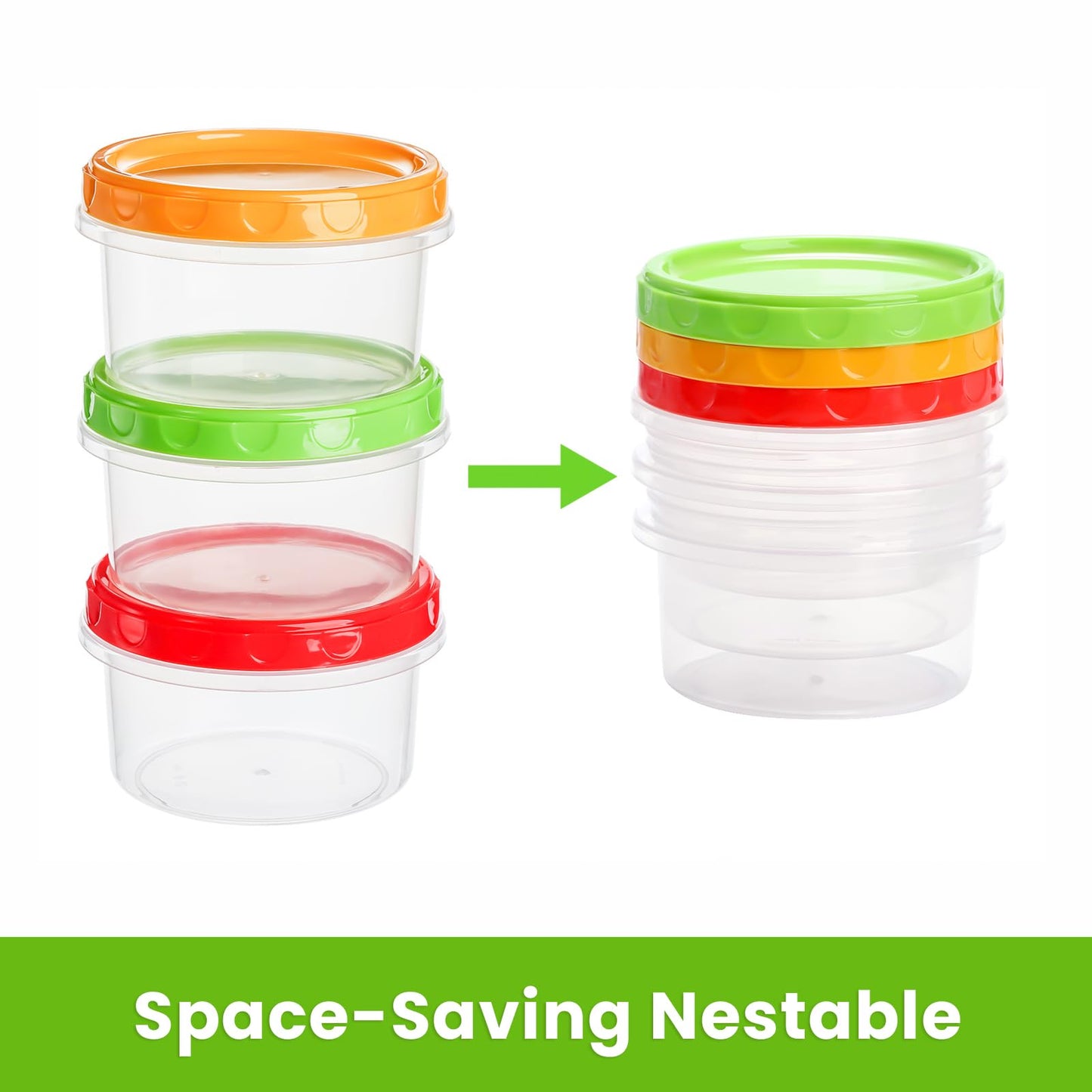 Elsjoy 36 Pack 8 oz Freezer Food Storage Container with Lid, Reusable Small Food Container Twist Top Plastic Condiment Cup, Leak Proof Deli Storage Containers, Freezer & Dishwasher Safe
