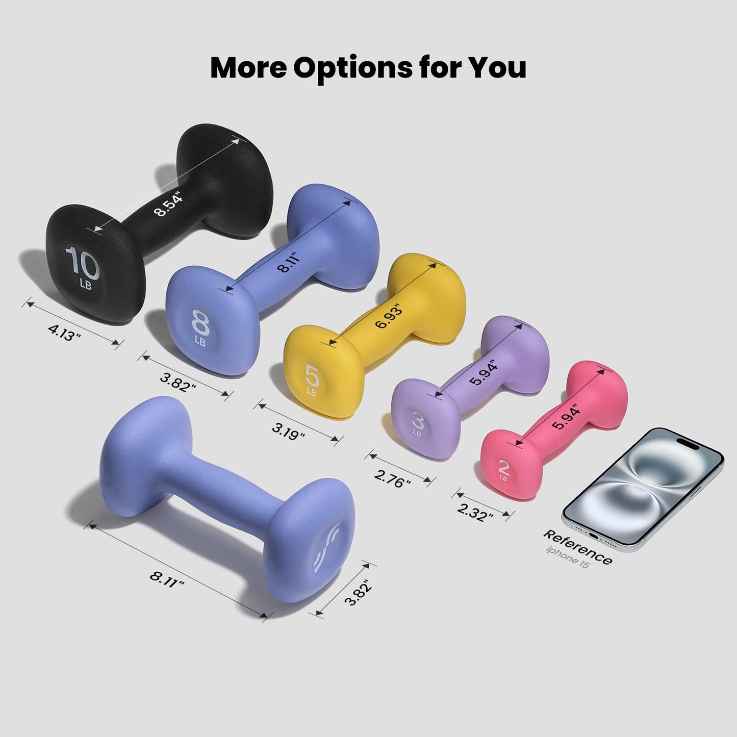Sportneer Neoprene Dumbbells Set of 2, 2,3, 5, 8, 10lb Hand Weights for Women, Non-Slip Ergonomic Design, Anti-Roll Square Shape at home weights for women (Bright Cornflower, 8lb-pair)