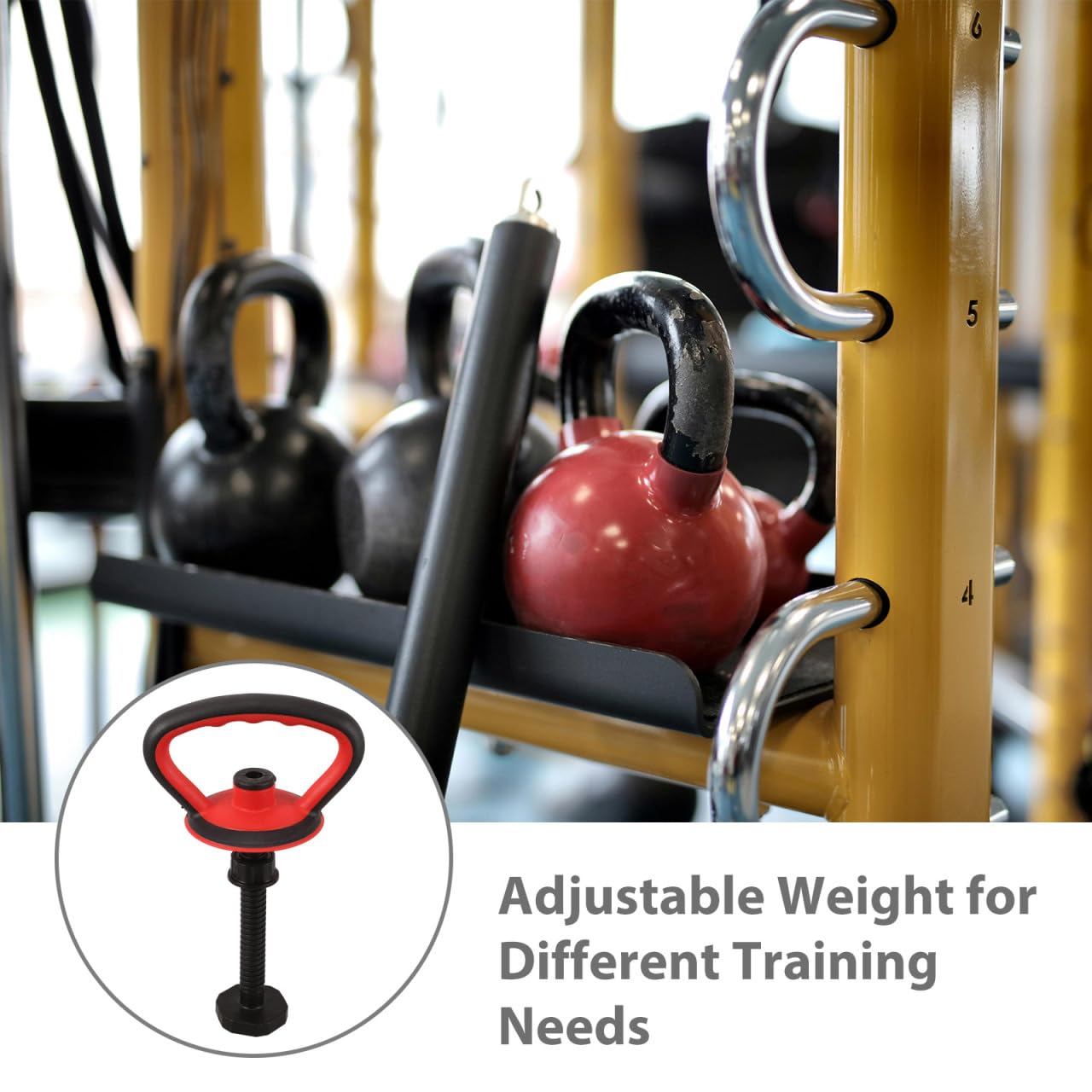 BIUDECO Adjustable Kettlebell Handle Kit with Anti Slip Grip and Stable Base Nut Attachment for Home Gym Strength Training and Weightlifting Converter