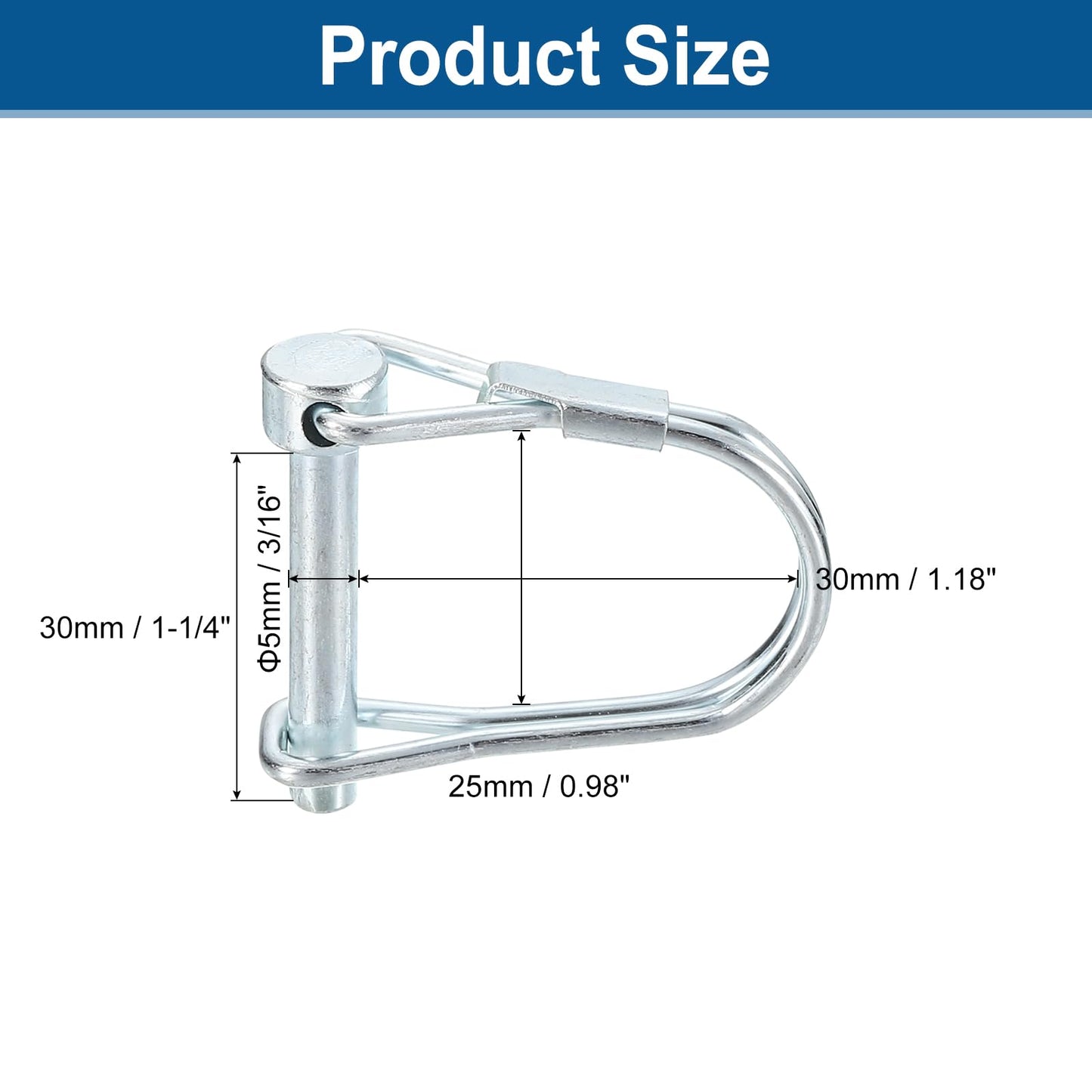 uxcell 4Pcs 3/16" Dia Trailer Coupler Pin, 1-1/4" Long Coupler Pin Shaft Locking Pin, Round Pto Pin for Farm Trailers and Garden