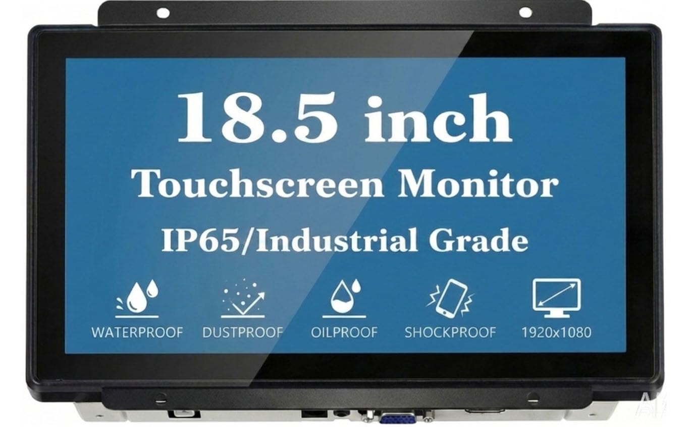 RIUIIN 18.5 Inch Industrial Touch Monitor Open Frame,1920x1080 Resolution Waterproof Impact-Resistant,dustproof and Oil Proof,VESA+Panel Mount, for Kiosk, Automation, POS，Vending,Digital Signage