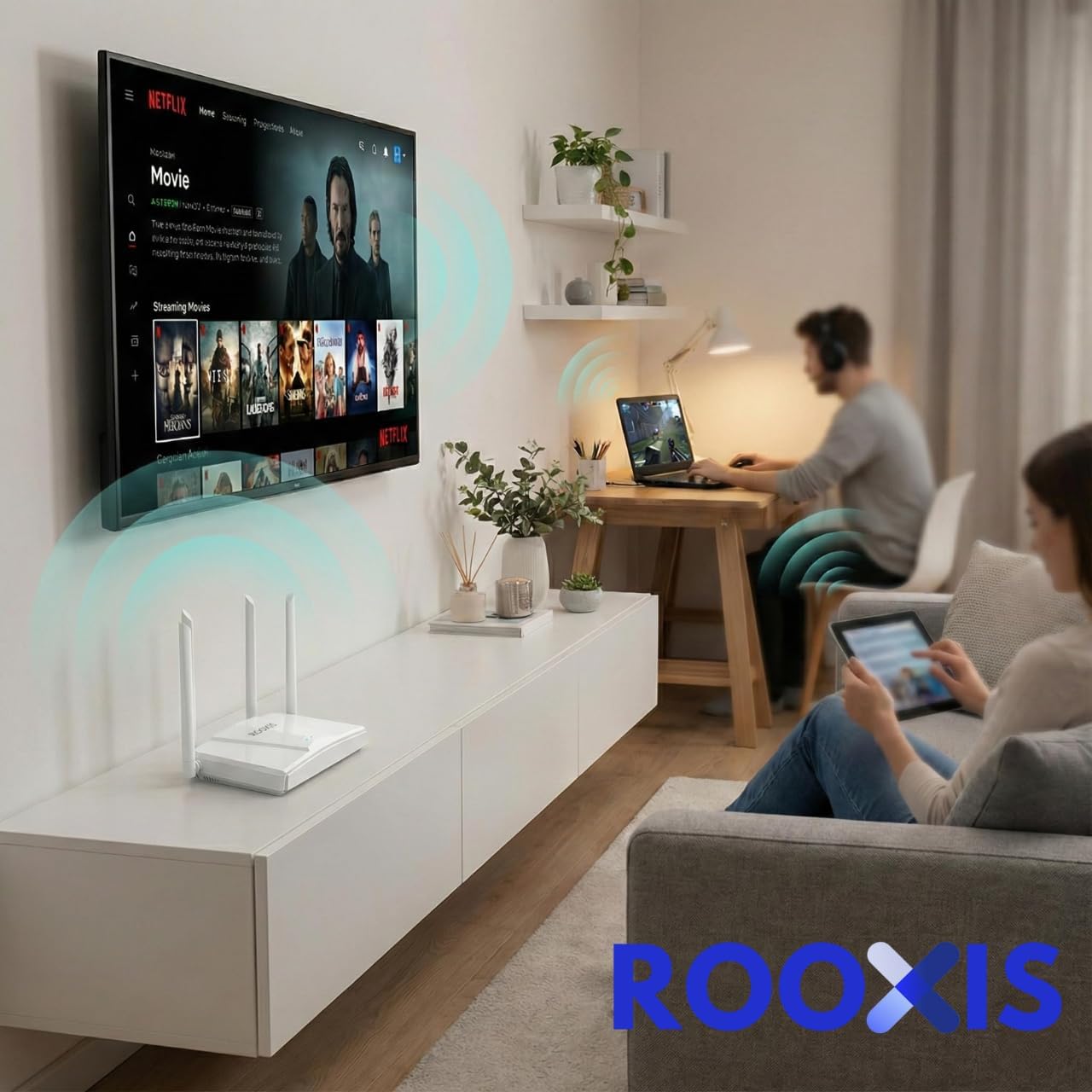 Rooxis AC1200 4 2500 WiFi Router Dual Band - Wireless Internet Router for Home | Gigabit Ethernet Ports, High-Gain
