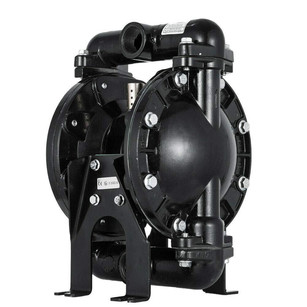 Air-Operated Double Diaphragm Pump 1 Inch Inlet & Outlet, Heavy Duty Pneumatic Diaphragm Transfer Pump for Diesel, Grease, Kerosene and Oil 35GPM 120PSI 1/2 Inch Air Inlet