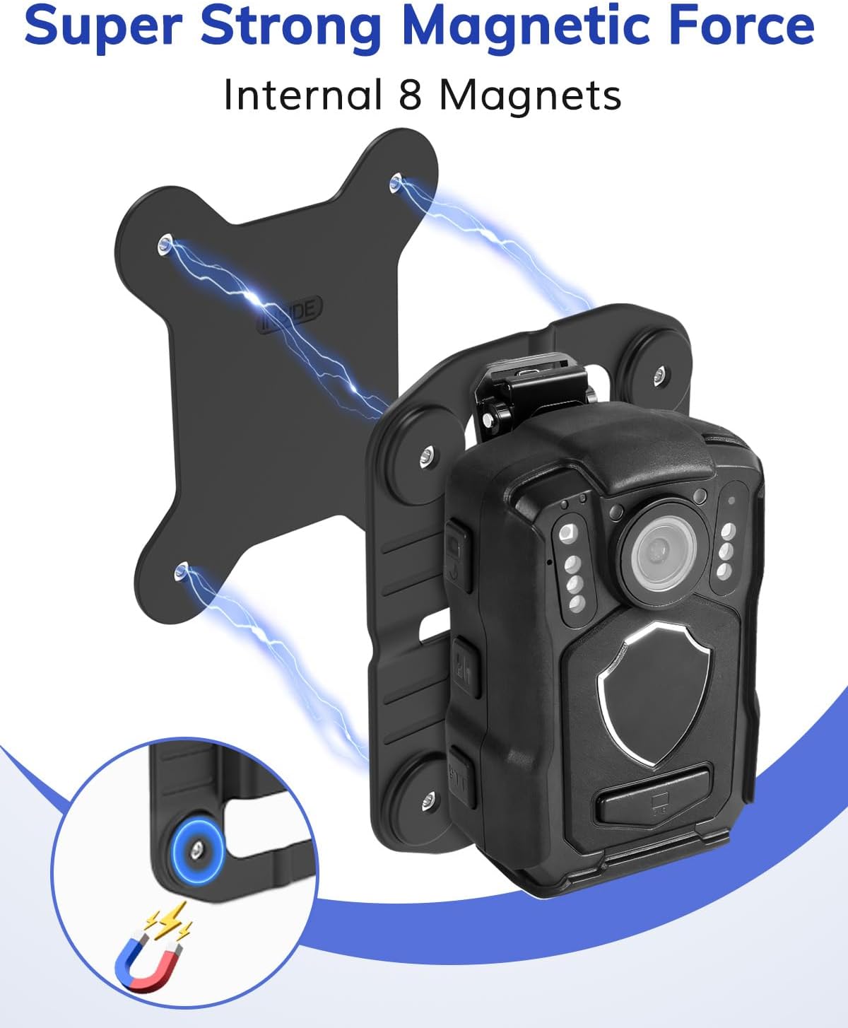 SZSDMY 2 Pack (BLACK2) Body Camera Mount,Universal Strong Magnet Cam Holder Stick to Clothes Prevent Moving,Compatible