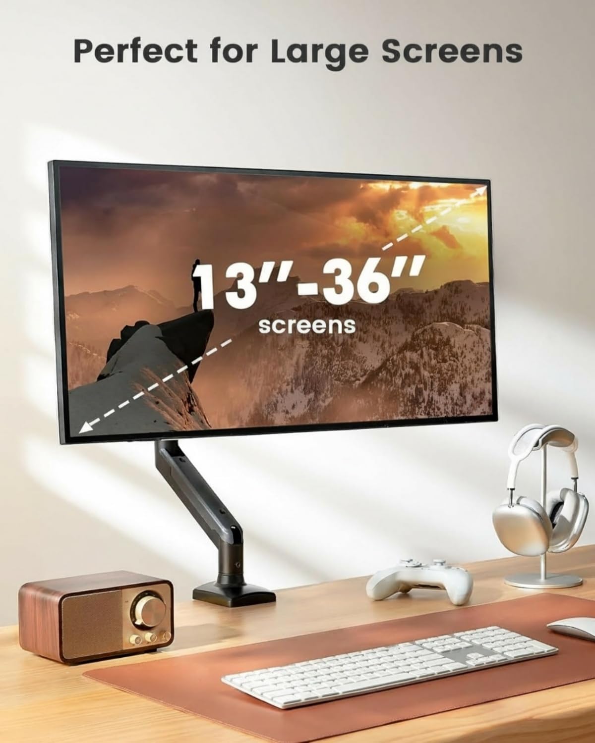 ErGear 13-36 inch 22 lbs, Grommet 100x100mm Single Monitor Arm for Screens, Adjustable Gas Spring Monitor Mount Holds