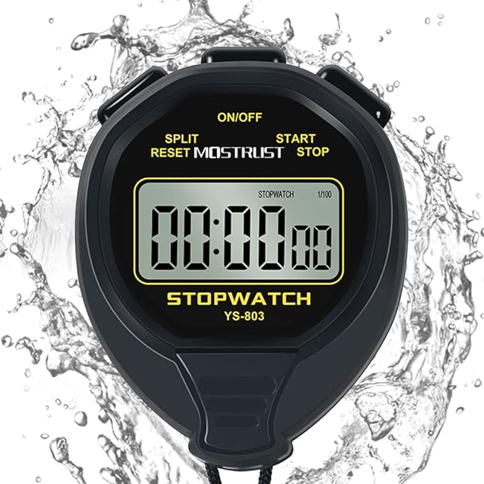 Digital Simple Stopwatch, 1/30 Lap Basic Stopwatch, No Bells, No Clock, No Alarm, Silent, Child Friendly, ON/Off for Swimming Coaches Kids