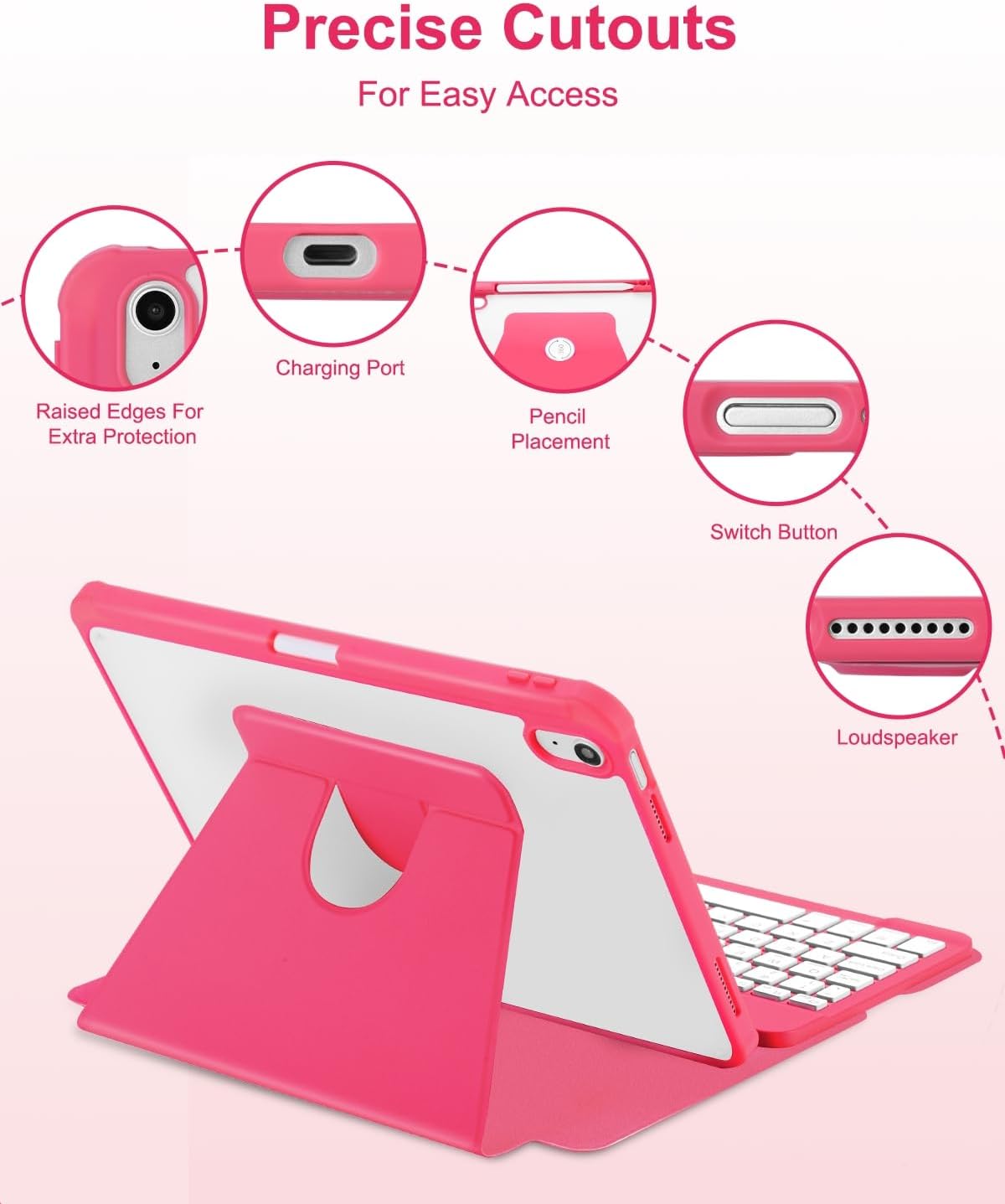 EAMPANG A16 11th 10th 11/10.9 inch,Rainbow 11 2025 10 2022 Case with Keyboard for iPad Generation Backlit Detachable