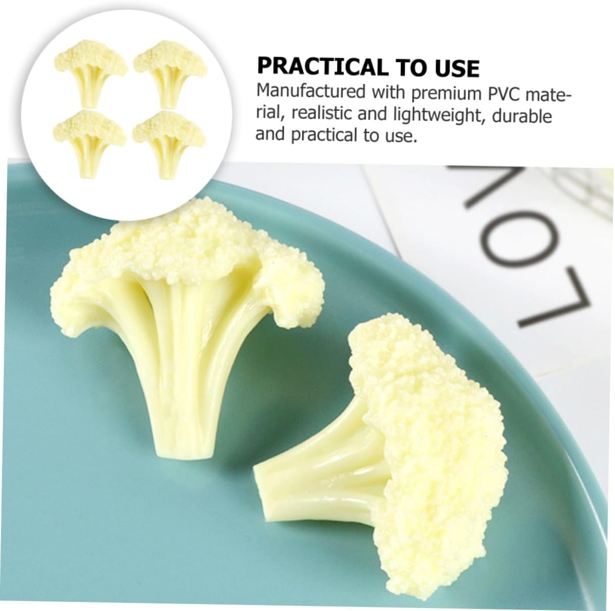 4Pcs VALICLUD Artificial Cauliflower Models Lifelike Faux Vegetables for Home Kitchen Display Prop Decorative