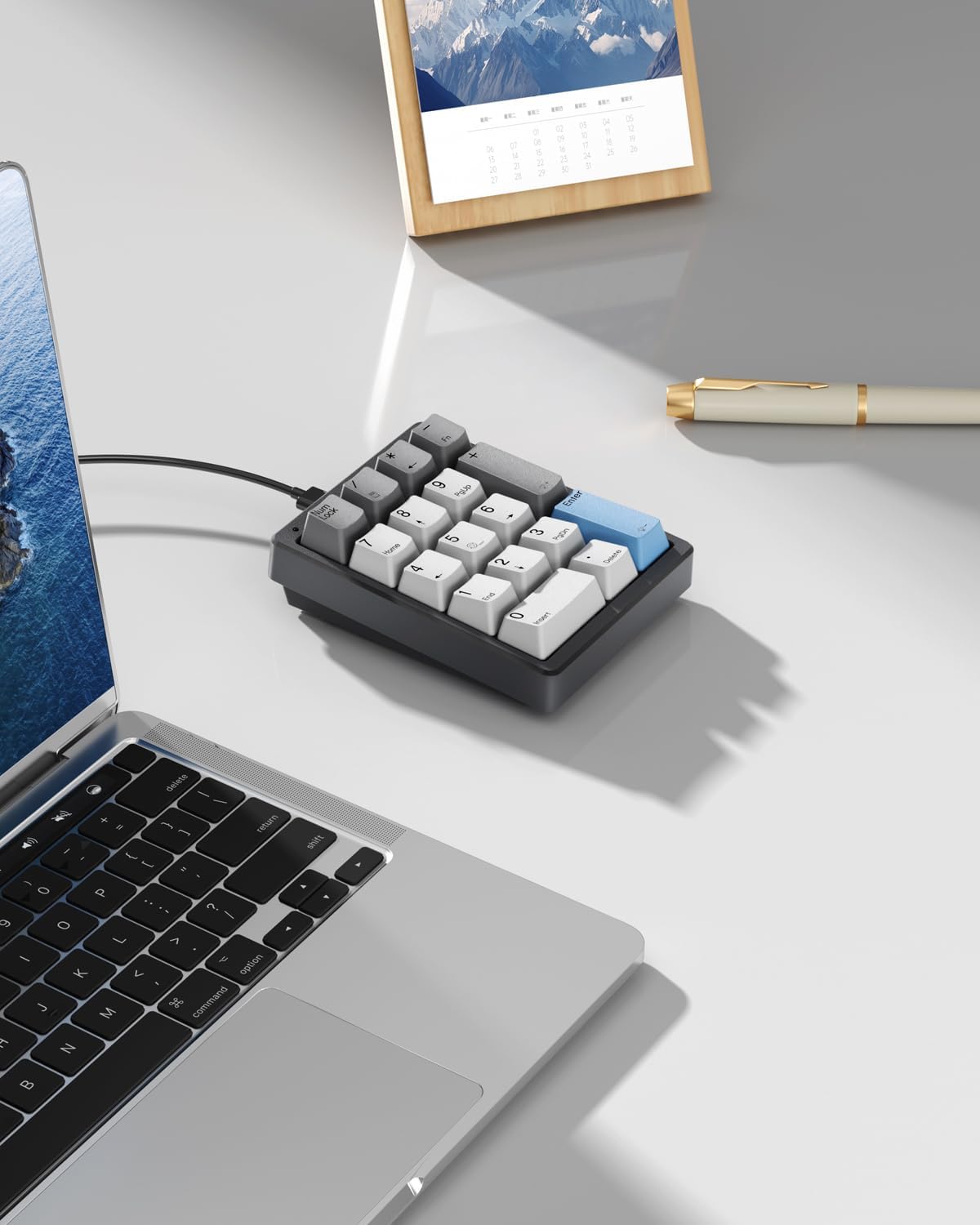 Kisnt KN17 17 Wired Mechanical Number Pad- Keys Hot Swappable Numpad with White Backlight& PBT Keycaps for Laptop PC