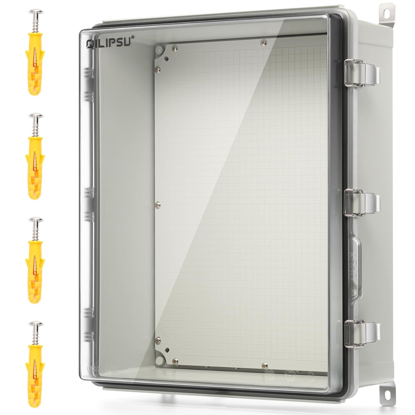 QILIPSU UL94-V0 Outdoor Electrical Box 20.3"x16.4"x7.9" Waterproof Junction Box Weatherproof PC/ABS Alloy Plastic IP66 Project Electric Enclosure Clear Hinged Door