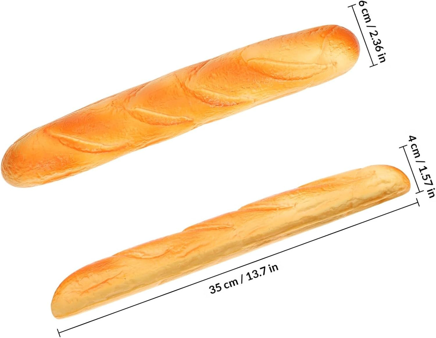 14" Garneck Artificial French Baguette: Realistic Fake Bread Loaf Model, PU Soft Squishy Baguette for Kitchen Home