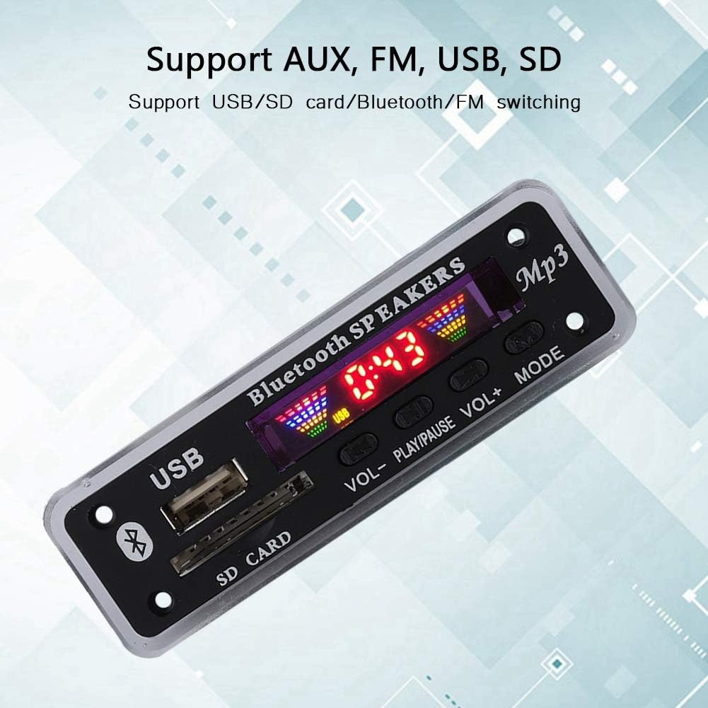 ASHATA MP3 5V/12V 5.0 MP3/WMA/WAV/FLAC/APE, Audio Decoder Board, DC Bluetooth Audio Decoder Module Support Colors