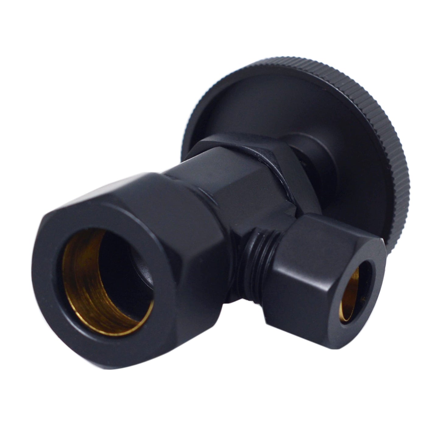 Westbrass A105KBN-62 5/8" x 3/8" OD x 20" Bullnose Riser Supply Line Kit with Round Handle Angle Supply Shut Off Valve for Faucet, Matte Black