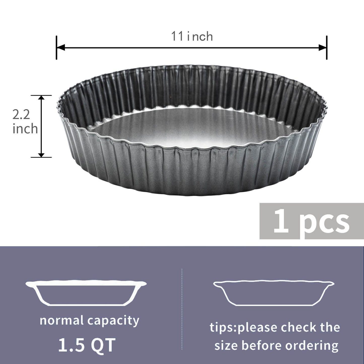 Dootafy Deep Dish Quiche Pan, 11” x 2” Tall Pie Pan Deep Tart Pan with Removable Bottom, Nonstick Large Fluted Tart Mold Loose Base Round Deep Pizza Pan for Baking Easter Pie