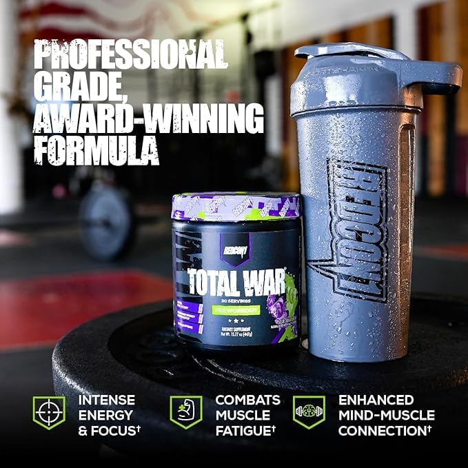 REDCON1 Total War Pre Workout, Cali Splash - Fast Acting Caffeinated Preworkout for Men + Women with Beta Alanine - Contains Citrulline Malate for Increased Pump, Blood Flow (30 Servings)