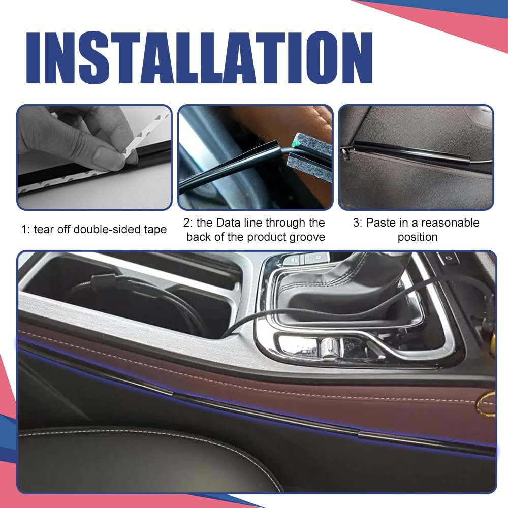 RGOAANC 4PCS Car Wire Sleeve, Car Concealed Wire Sleeve, Self-Adhesive Tubing Cable Hidden Protector, Car Accessories