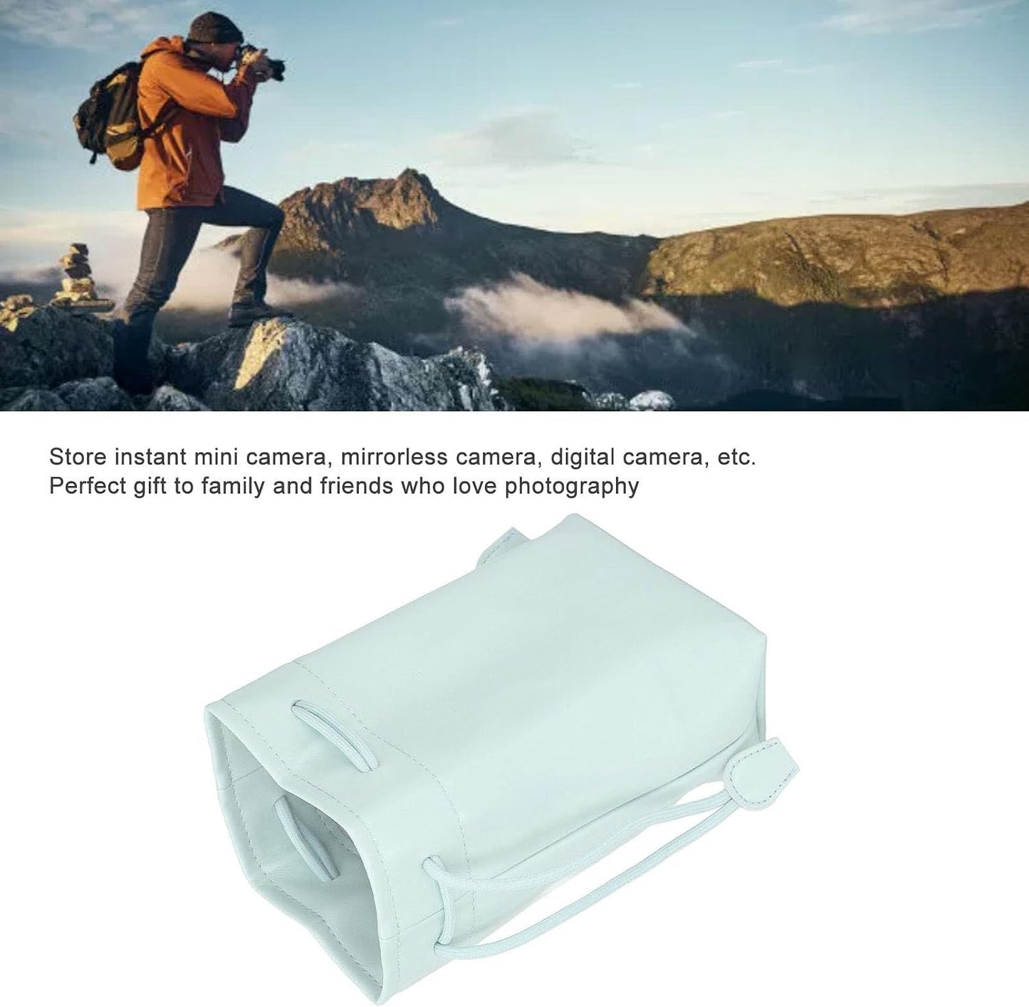 Dpofirs Camera Case, Drawstring Bag, Vintage DSLR Camera Bag, Soft Lens Case Gadget for Traveling, Camera Messenger Bag