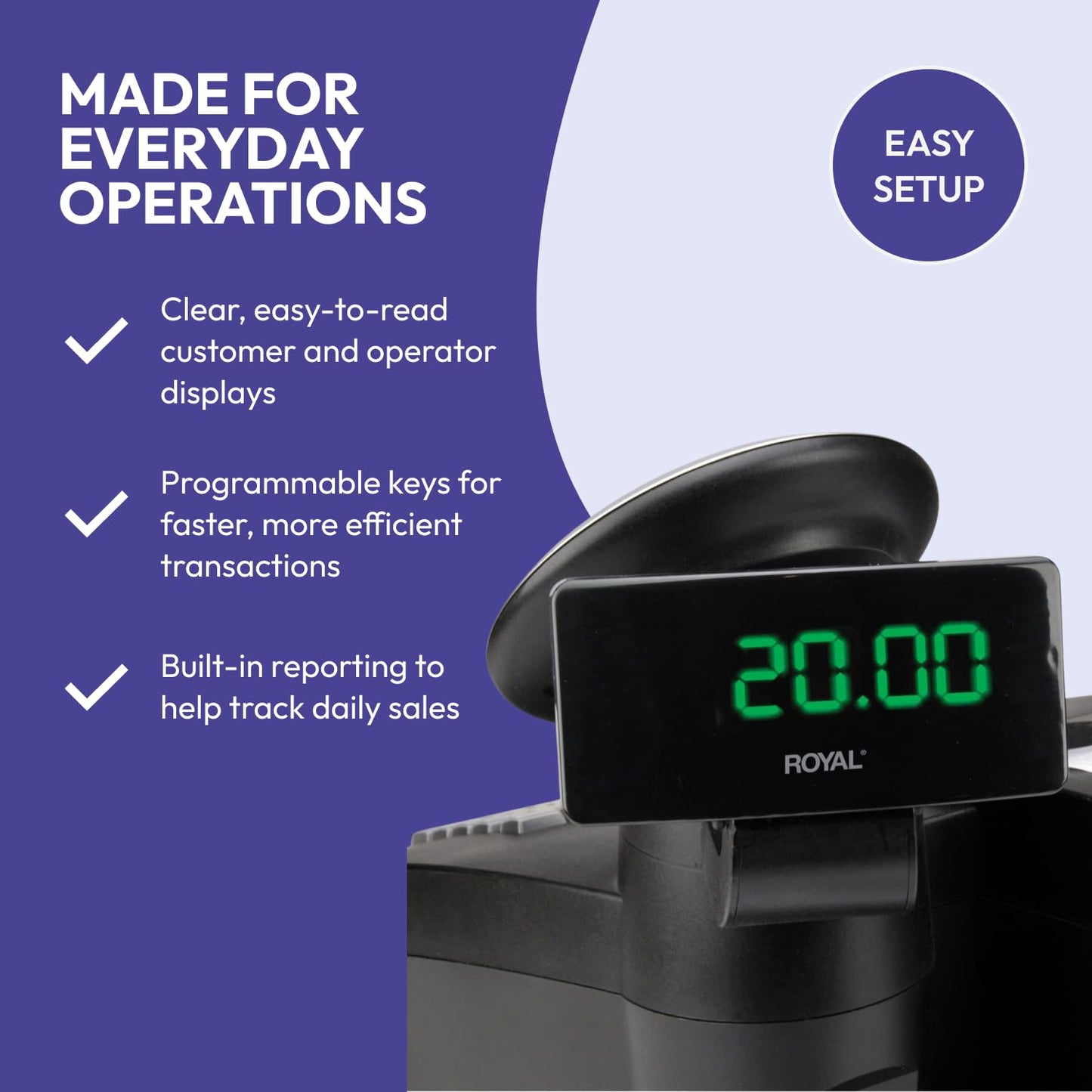 Royal - Electronic Cash Register, 2000ML, Advanced POS System for Businesses, Ideal for Retail & Small Businesses (Refurbished)