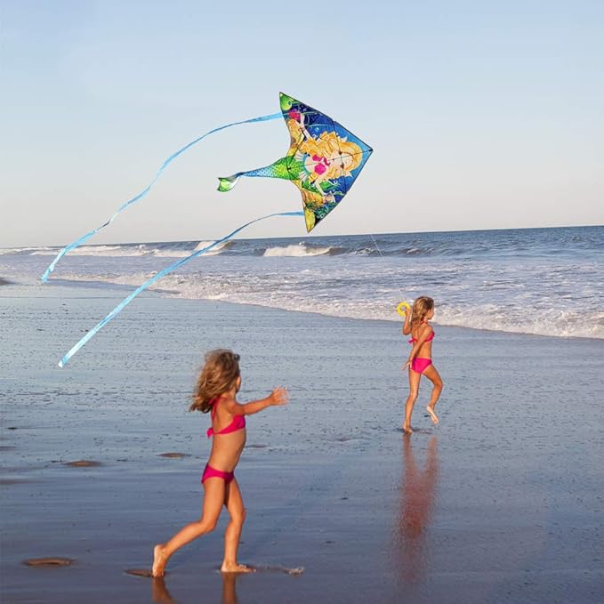 Mint's Colorful Life Mermaid Kite for Girls & Kids, Easiest to Fly Delta Kite