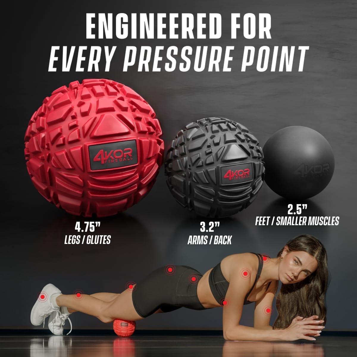 4KOR Massage Balls for Trigger Point Therapy - Myofascial Release Ball - Muscle Relief for Back, Neck, Shoulder, Foot Pain - Fitness Massage Balls for Mobility - Deep Tissue Release Ball