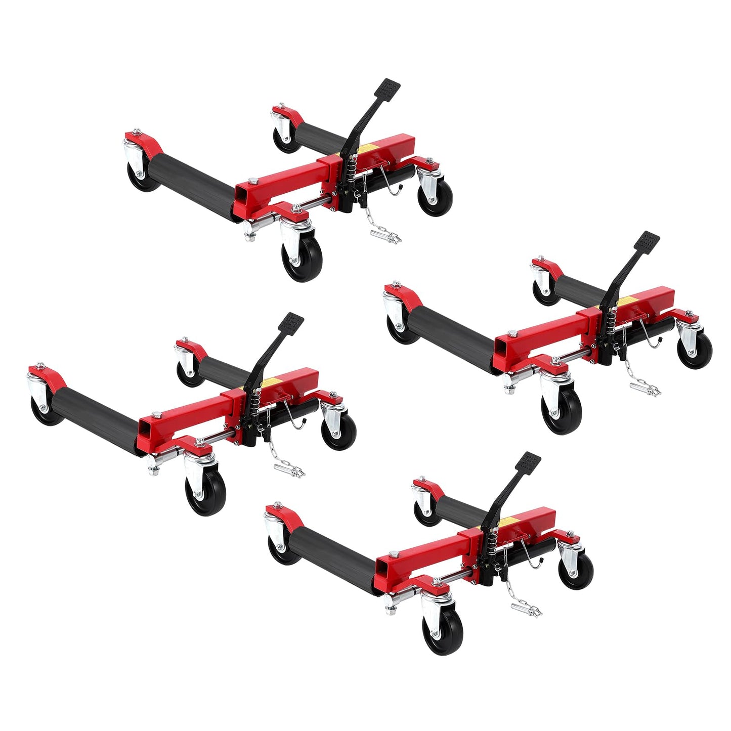 Car Wheel Dolly Jack Set, 6000LBS Capacity Wheel Dolly with Hydraulic Tire Jack & Twin Rollers, Heavy Duty Rollers with Foot Pedal for Tire Auto Repair Moving - Set of 4