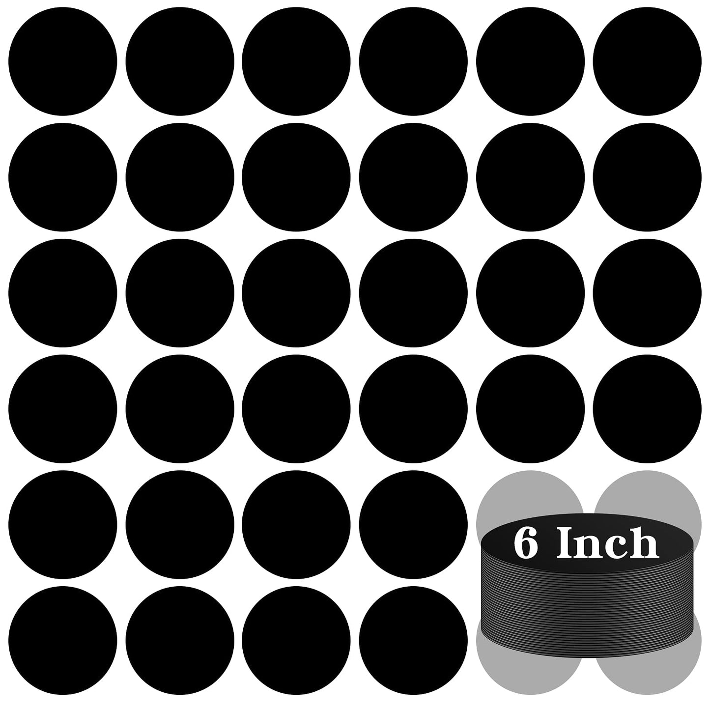 6Inch Vinyl Floor Stickers for Classroom IKAYAS Black Self Adhesive Dots Line Up Spots 36pcs Removable Decals Markers for Preschool and Kindergarten Elementary