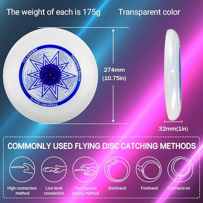 Eastgoing Outdoor Flying Disc 175 Gram, 10.75 Inch Sport Disc ，Loads of Colors Available, Suitable for Competitions, Team Flying Disc for Beach, Park, Pet, Camping and More,