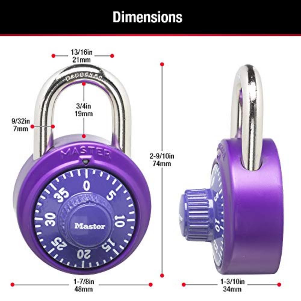 Master Lock 1530DCM Locker Lock Combination Padlock, 1 Count (Pack of 1) Colors May Vary