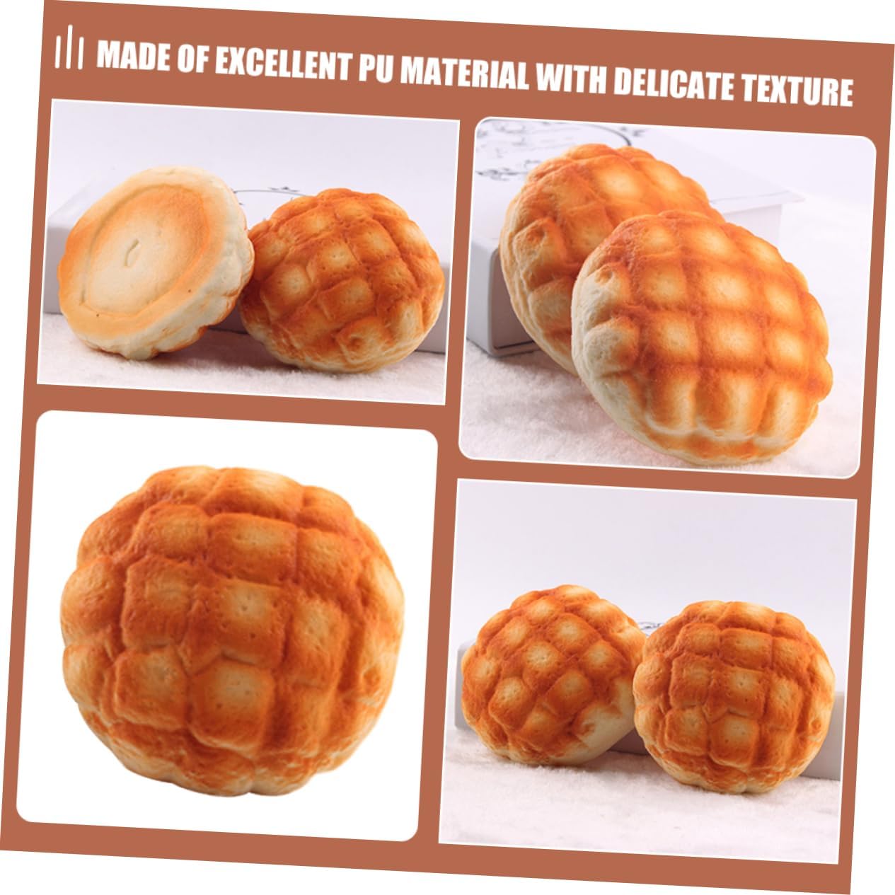 2pcs Set PU Fake Pineapple Bread Simulated Bread Props for Bakery Decor Chic Photo Prop for Kitchen and Shop
